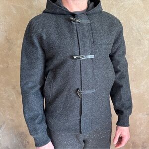 Mens Designer VINCE Charcoal Wool Jacket Sz L Wool Alpaca Leather